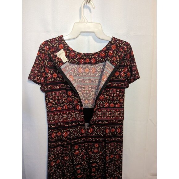 Chico's Floral Striped Print Short Sleeve Dress Knee Length Size 0 (4-6) - Picture 4 of 12